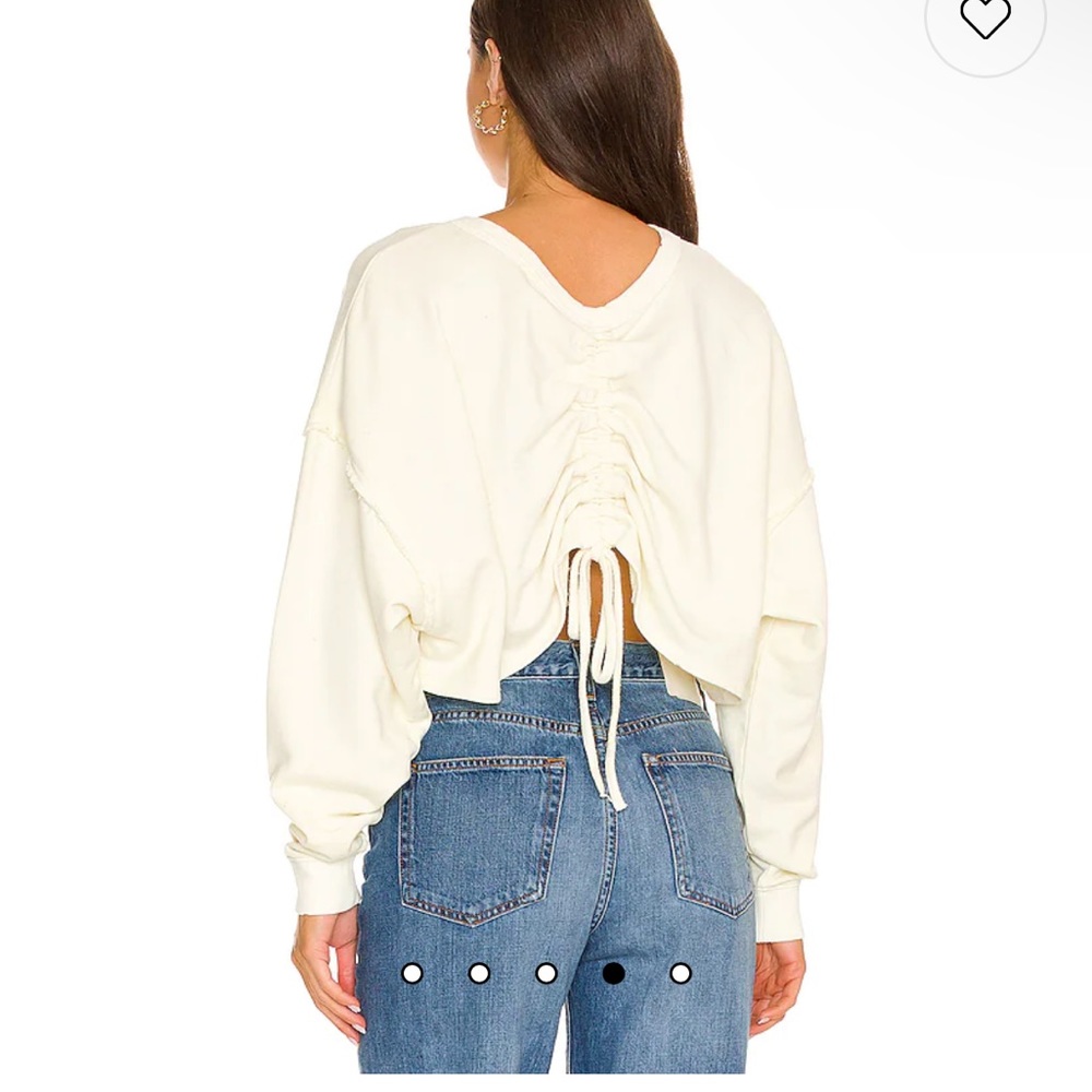 FREE PEOPLE Crop Top Cinch Cut Out Back Oversize Pullover Sweatshirt Boho Lounge